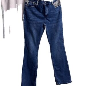 Lucky & Blessed L&B Jeans Womens 16 Blue Bootcut Stretch floral pockets lining